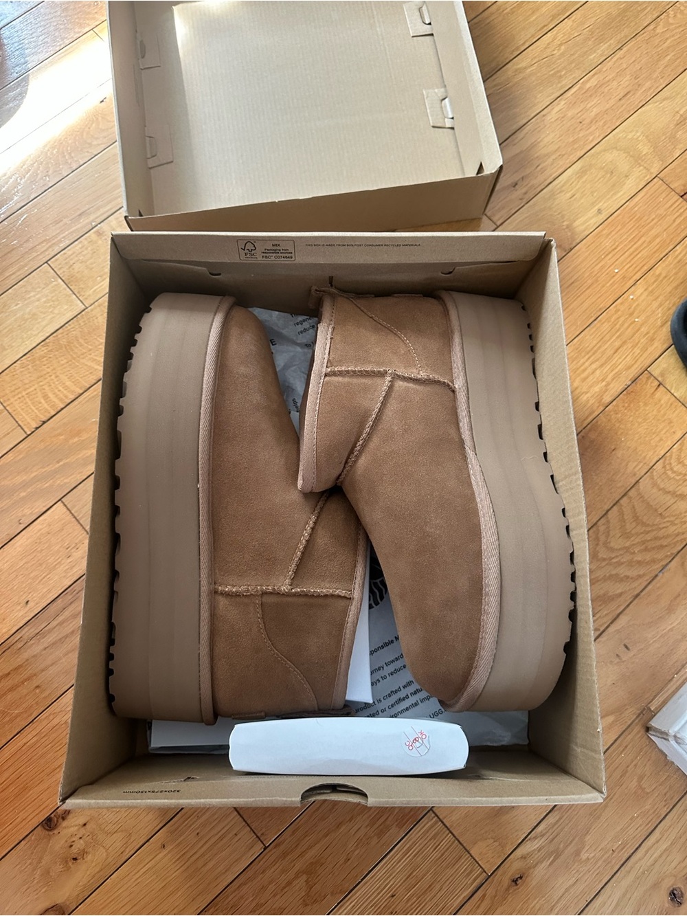 Tan Suede Platform Ankle Boots